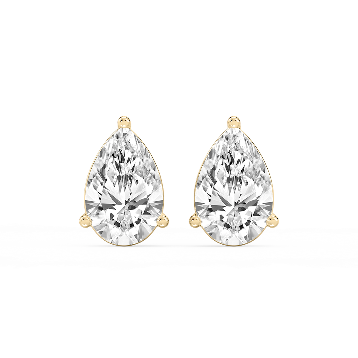 Pear Lab Grown Diamond Three Prong Basket Stud Earrings