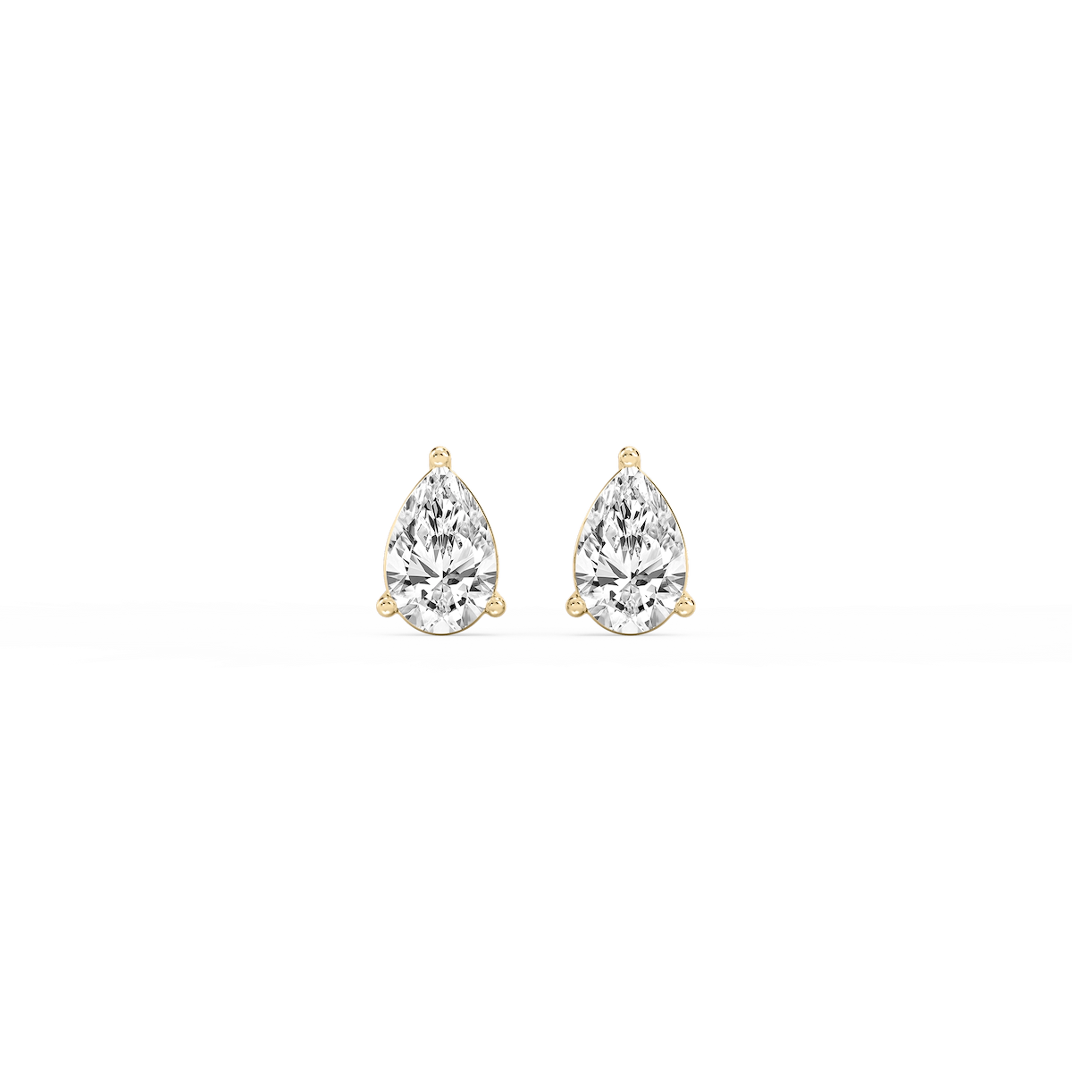 Pear Lab Grown Diamond Three Prong Basket Stud Earrings