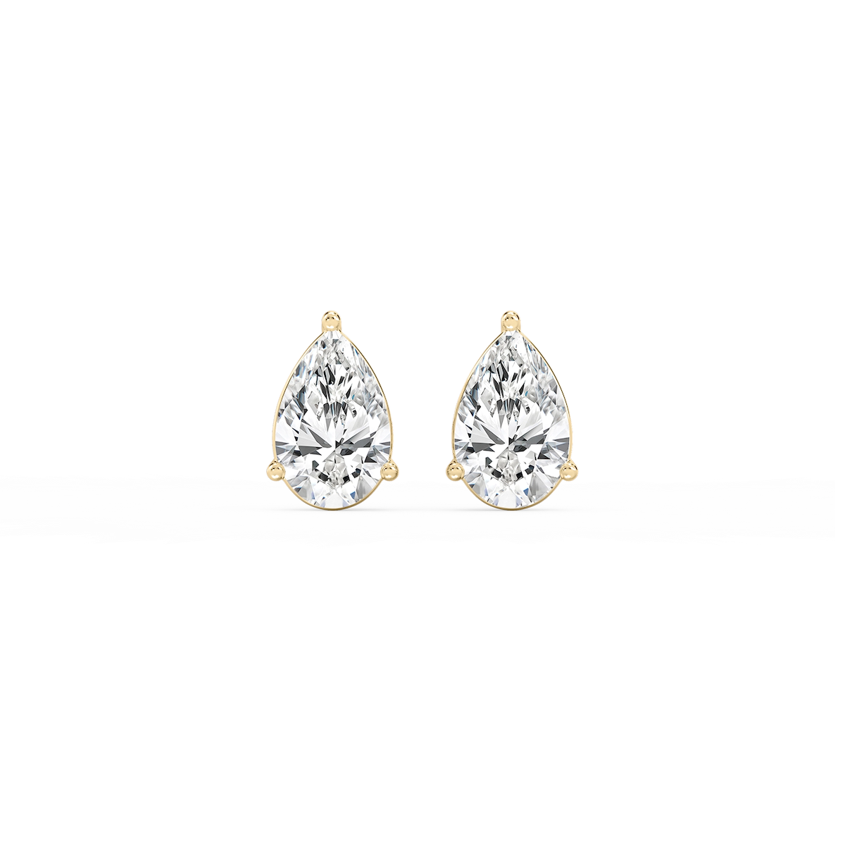 Pear Lab Grown Diamond Three Prong Basket Stud Earrings