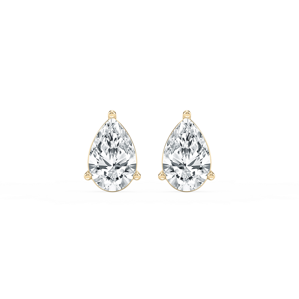 Pear Lab Grown Diamond Three Prong Basket Stud Earrings