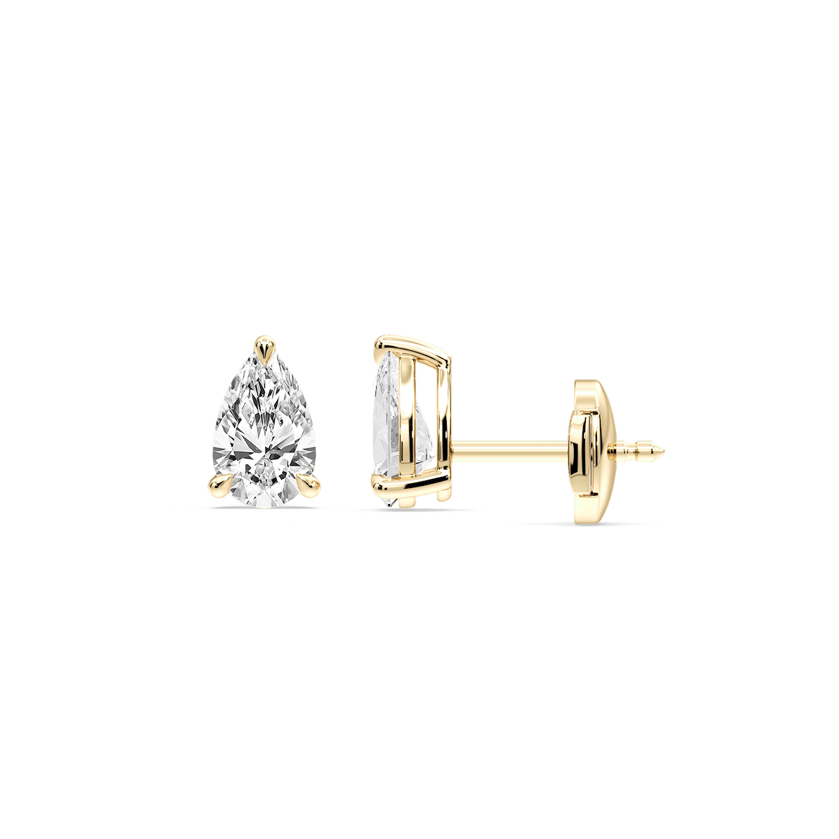 Pear Certified Lab Grown Diamond Claw Prong Guardian Back Martini Stud Earrings