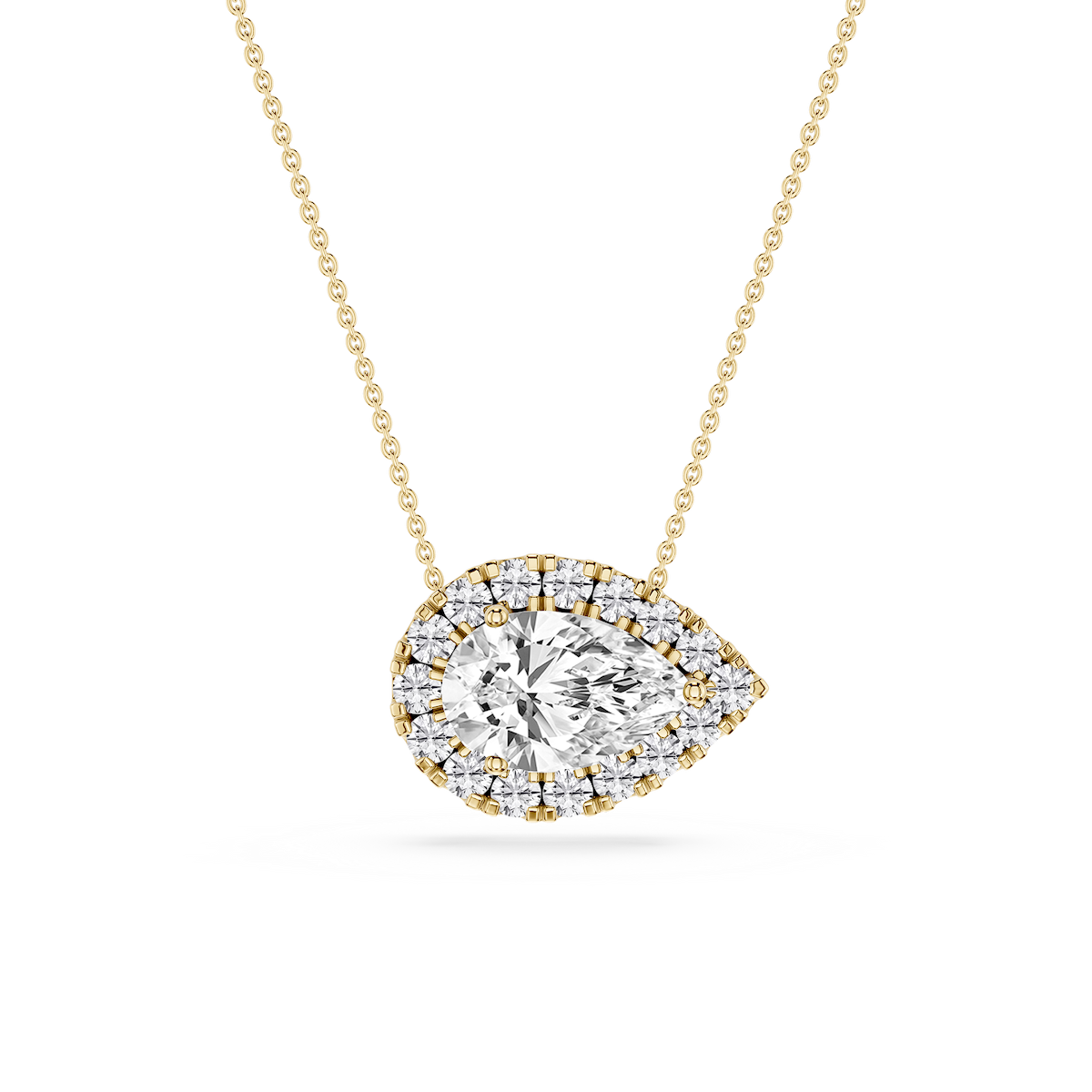 Pear Lab Grown Diamond East West Halo Slide Pendant - 16 to 18 Inches
