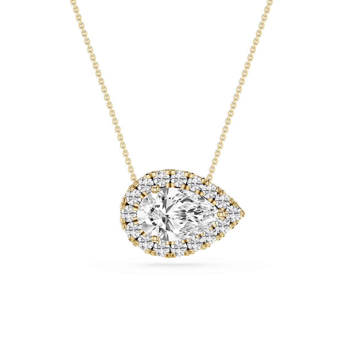 Pear Lab Grown Diamond East West Halo Slide Pendant - 16 to 18 Inches