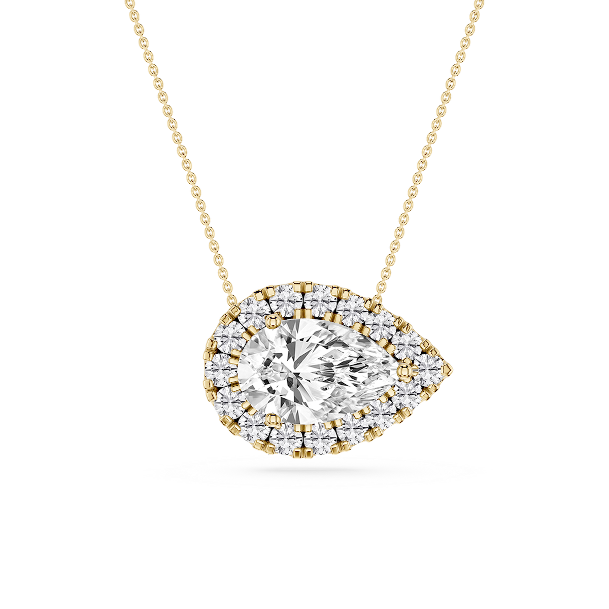 Pear Lab Grown Diamond East West Halo Slide Pendant - 16 to 18 Inches