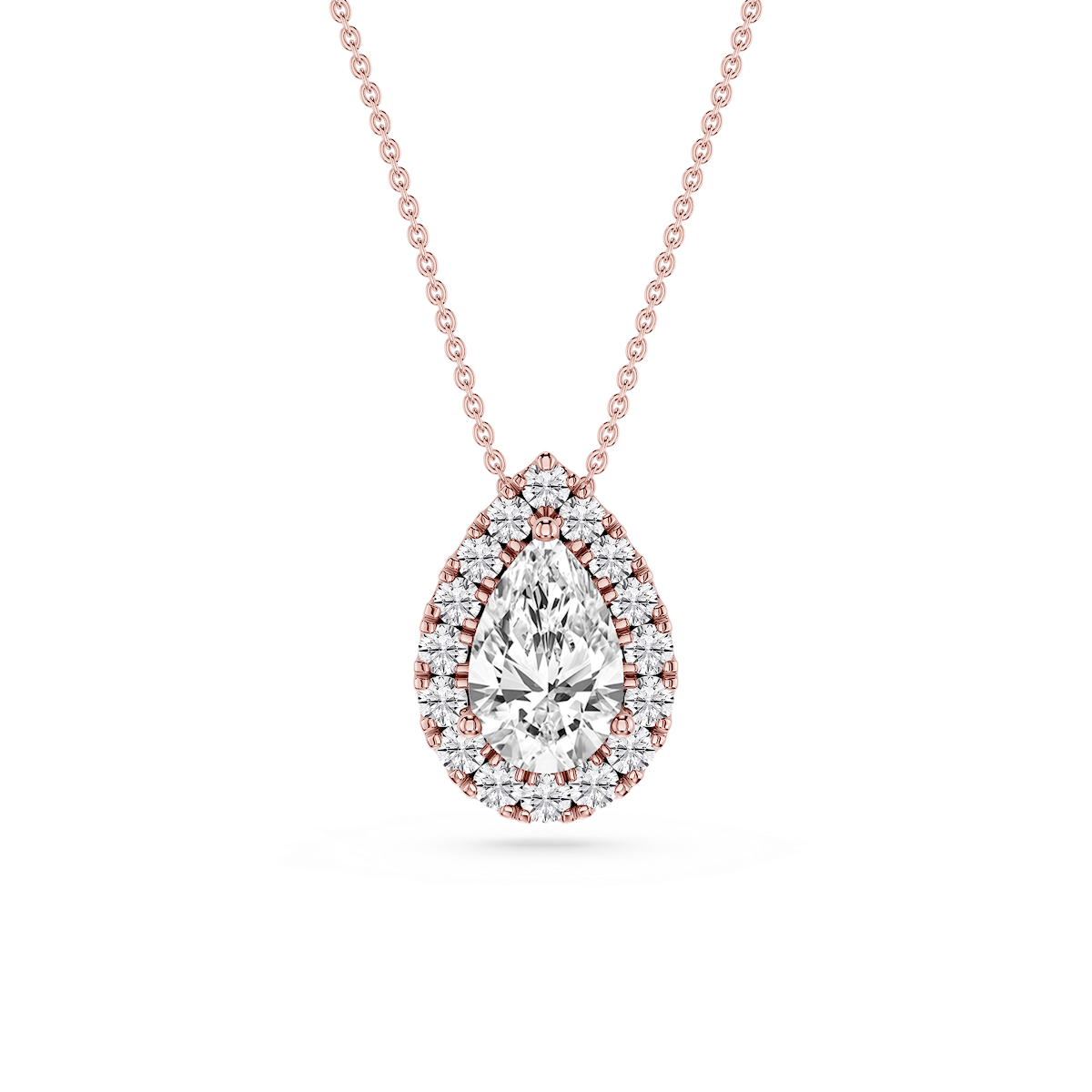 Pear Lab Grown Diamond Halo Slide Pendant - 16 to 18 Inches