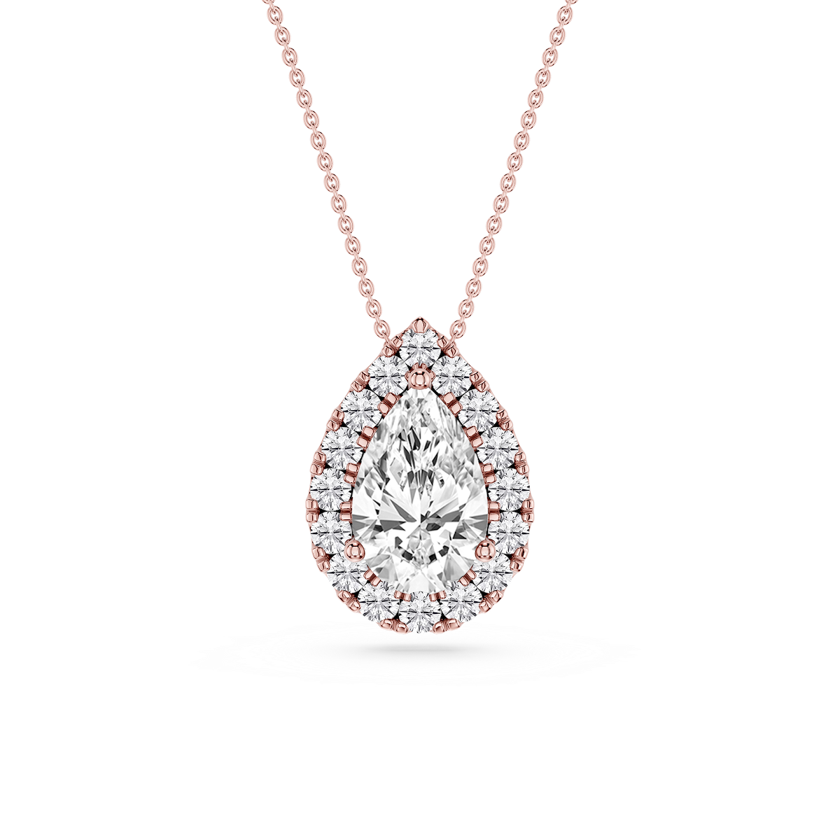 Pear Lab Grown Diamond Halo Slide Pendant - 16 to 18 Inches