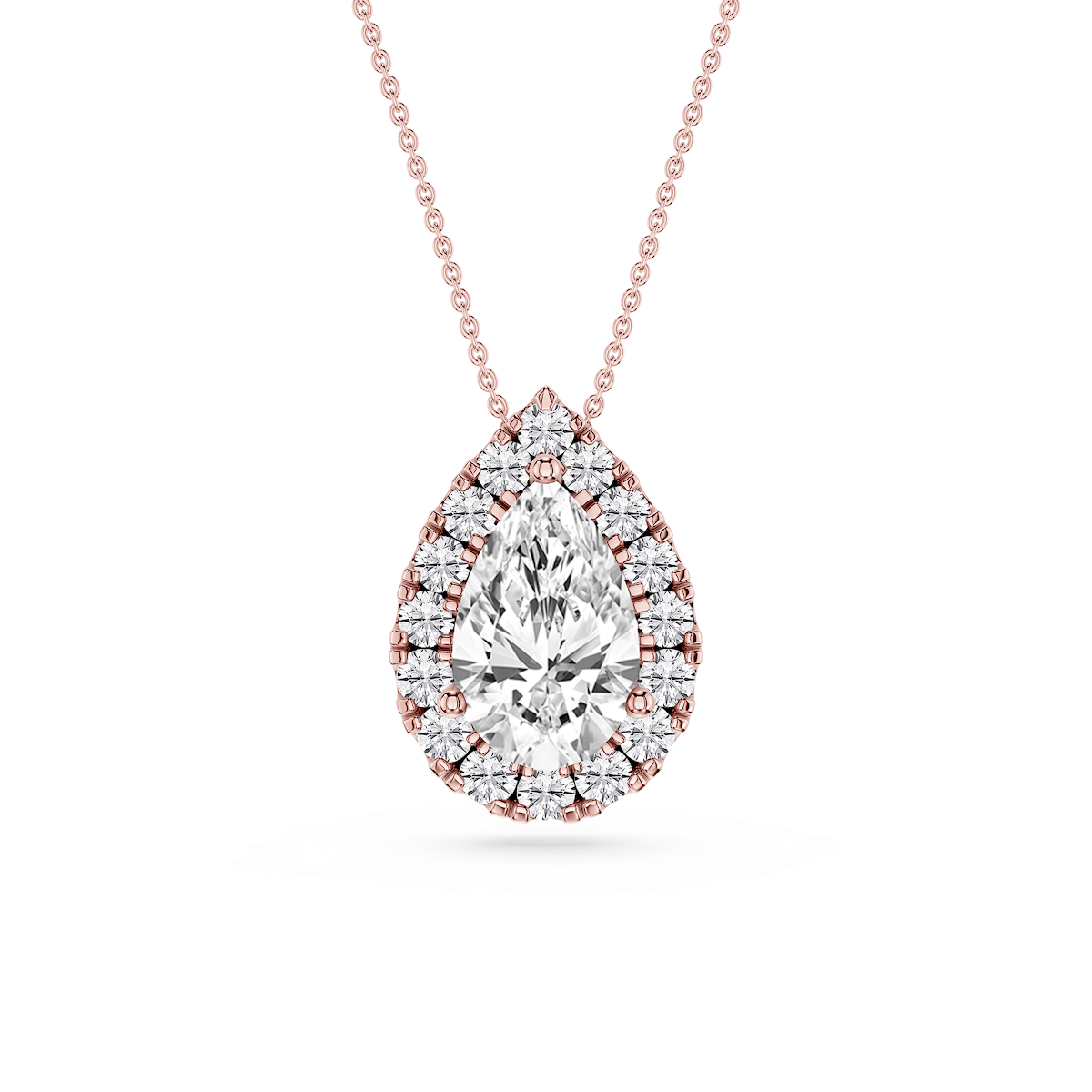 Pear Lab Grown Diamond Halo Slide Pendant - 16 to 18 Inches