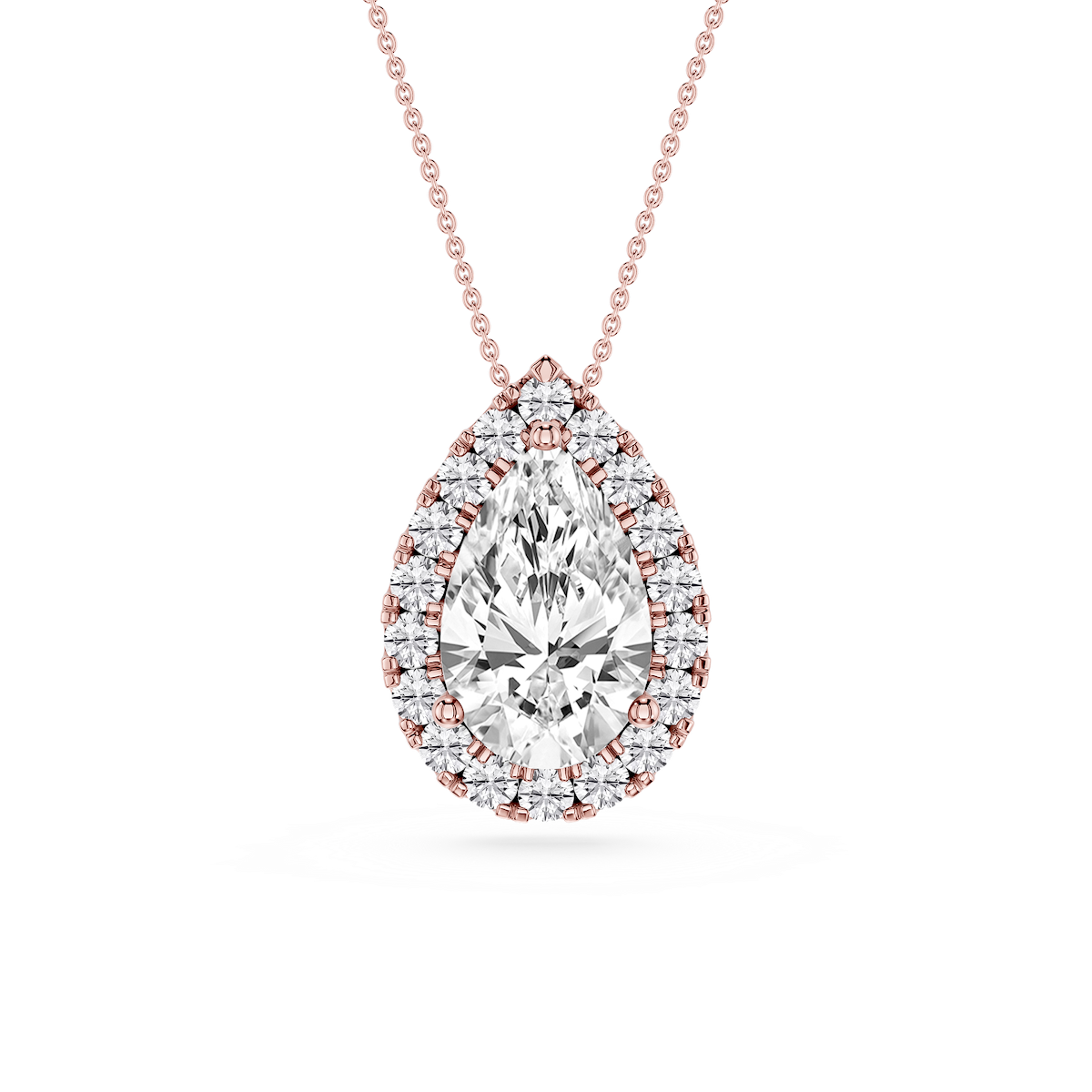 Pear Lab Grown Diamond Halo Slide Pendant - 16 to 18 Inches