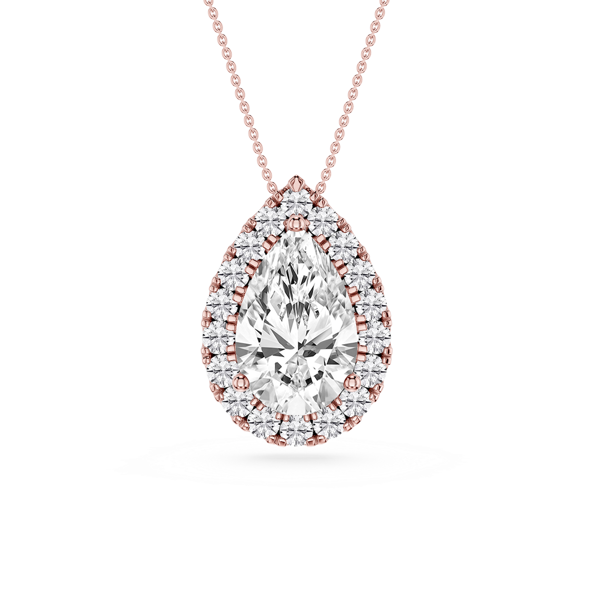 Pear Lab Grown Diamond Halo Slide Pendant - 16 to 18 Inches