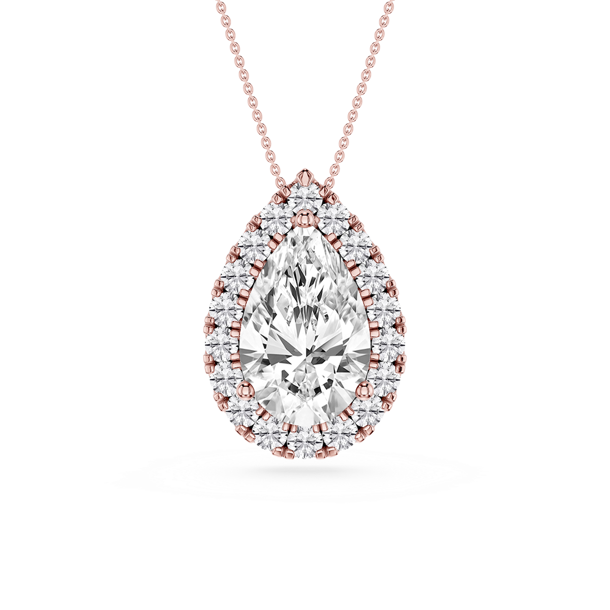Pear Lab Grown Diamond Halo Slide Pendant - 16 to 18 Inches