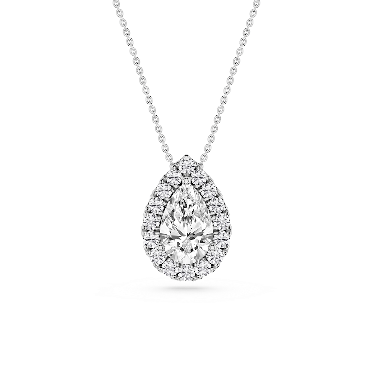 Pear Lab Grown Diamond Halo Slide Pendant - 16 to 18 Inches