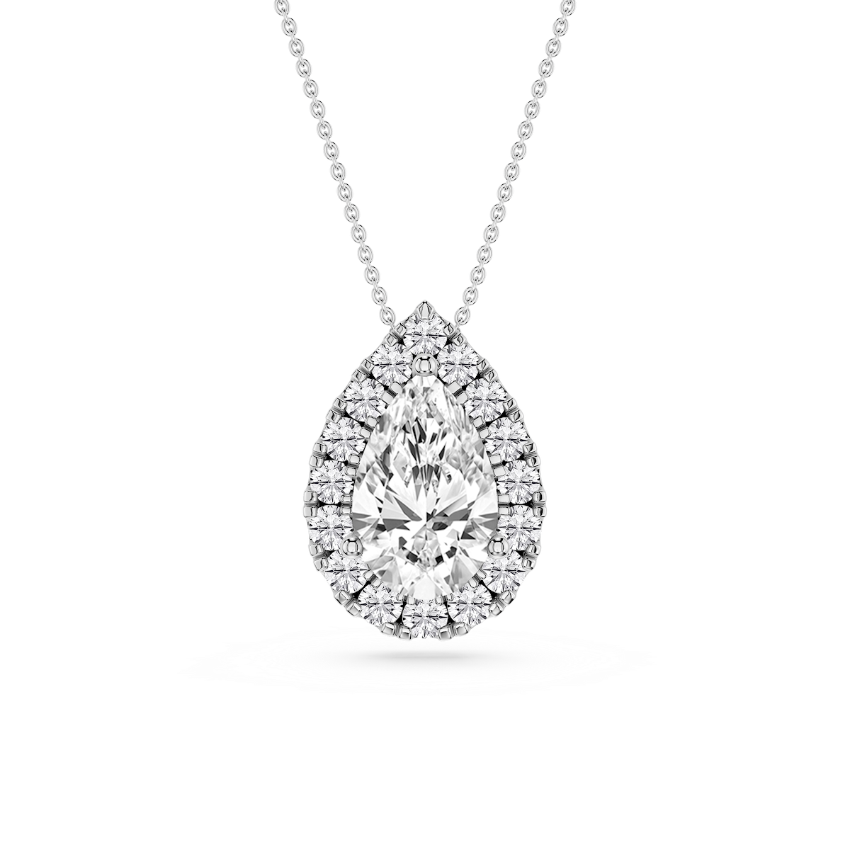 Pear Lab Grown Diamond Halo Slide Pendant - 16 to 18 Inches