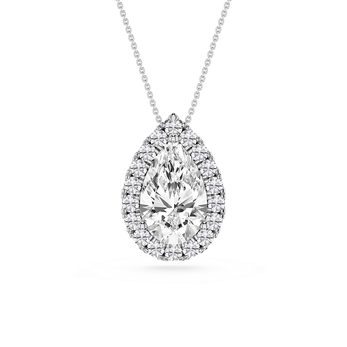 Pear Lab Grown Diamond Halo Slide Pendant - 16 to 18 Inches