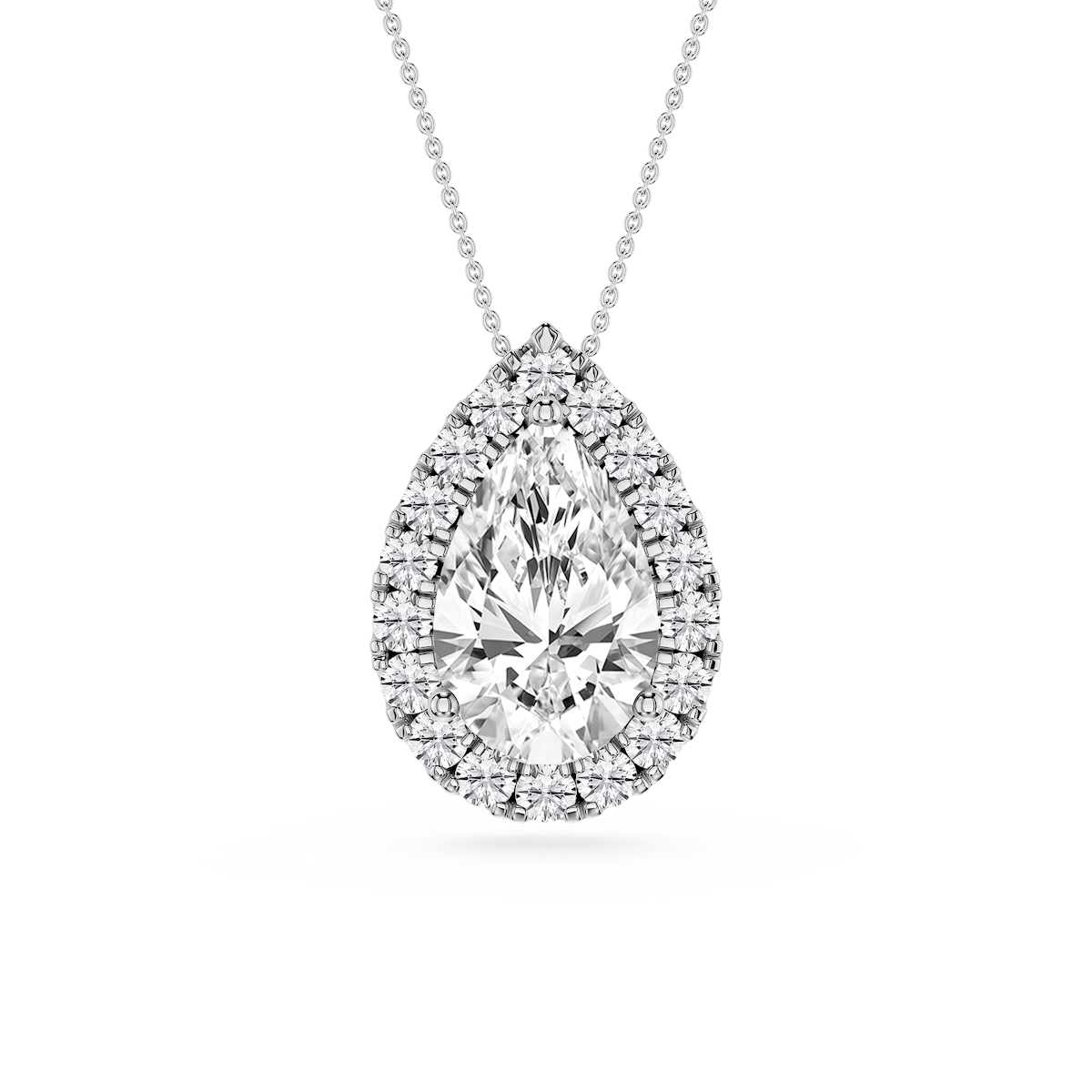 Pear Lab Grown Diamond Halo Slide Pendant - 16 to 18 Inches