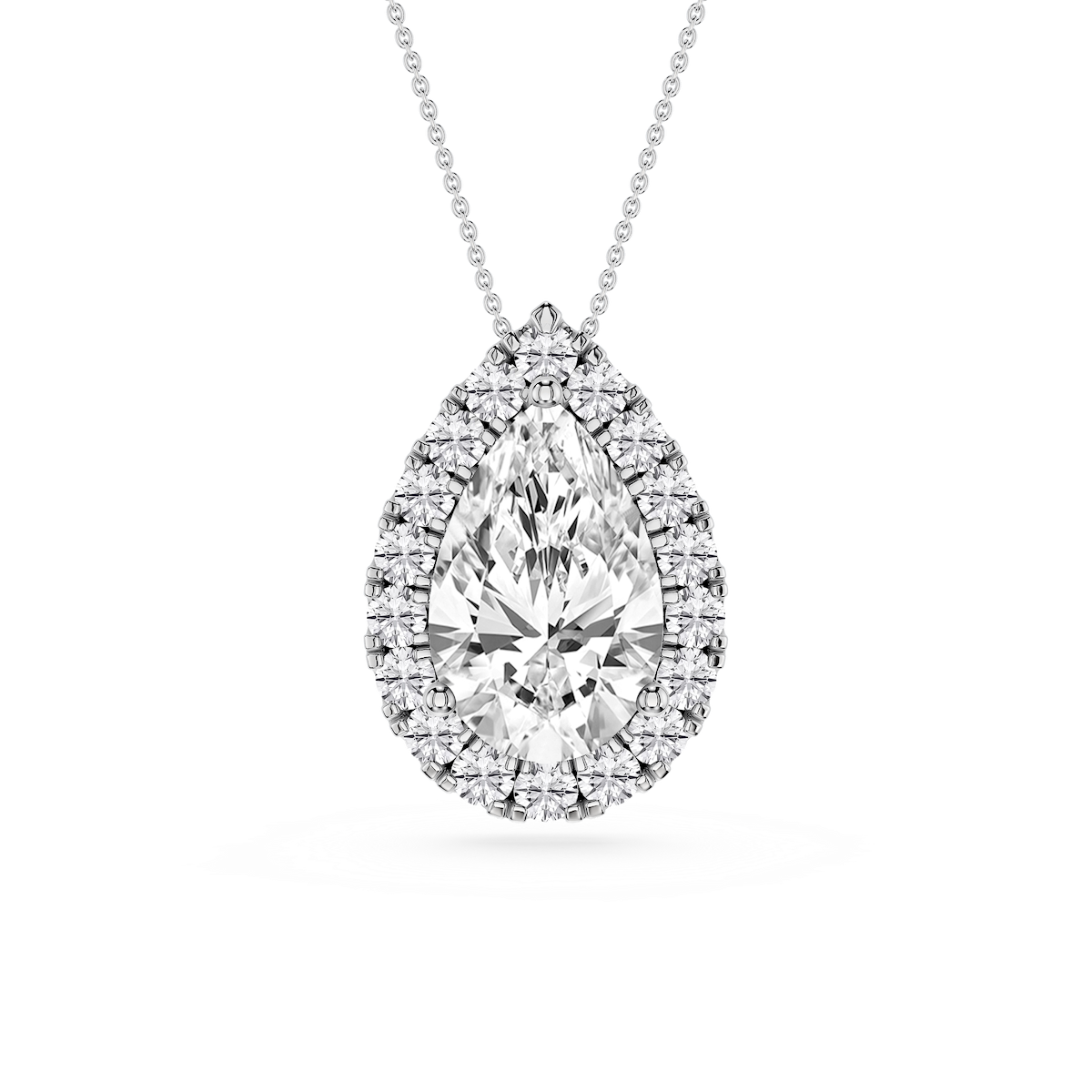 Pear Lab Grown Diamond Halo Slide Pendant - 16 to 18 Inches