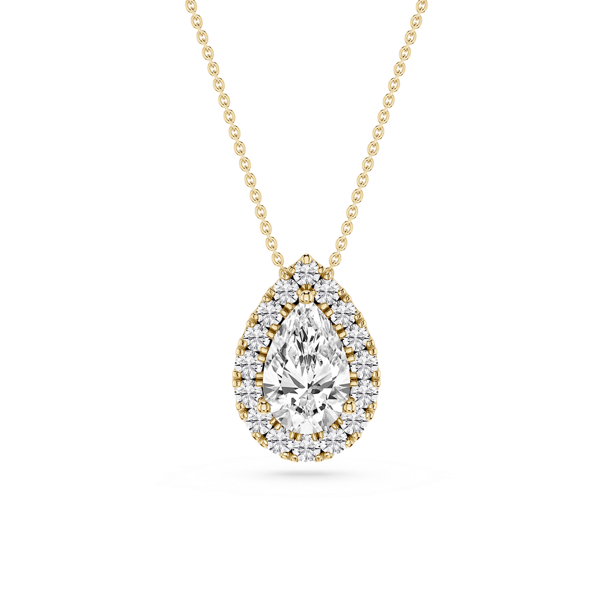Pear Lab Grown Diamond Halo Slide Pendant - 16 to 18 Inches