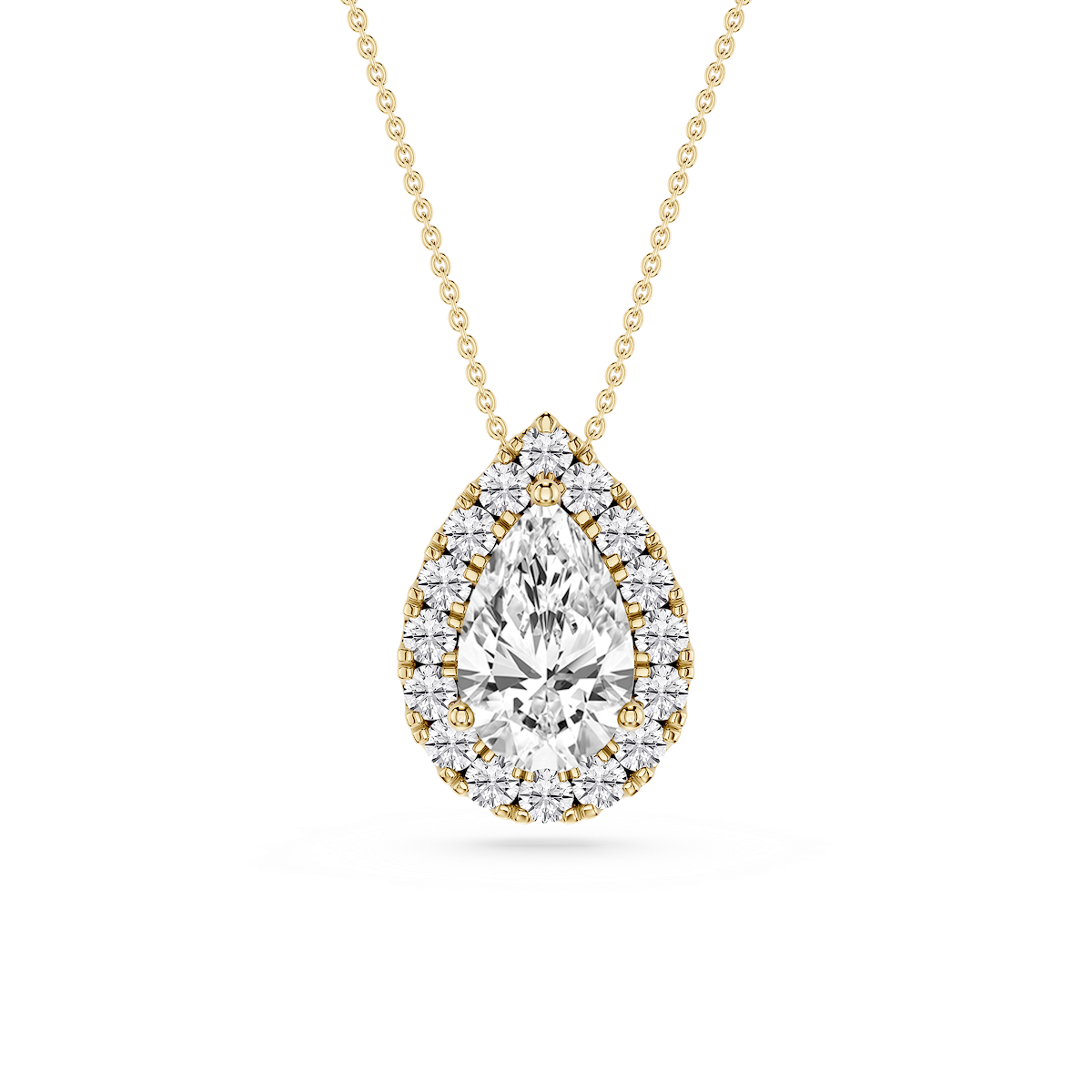 Pear Lab Grown Diamond Halo Slide Pendant - 16 to 18 Inches