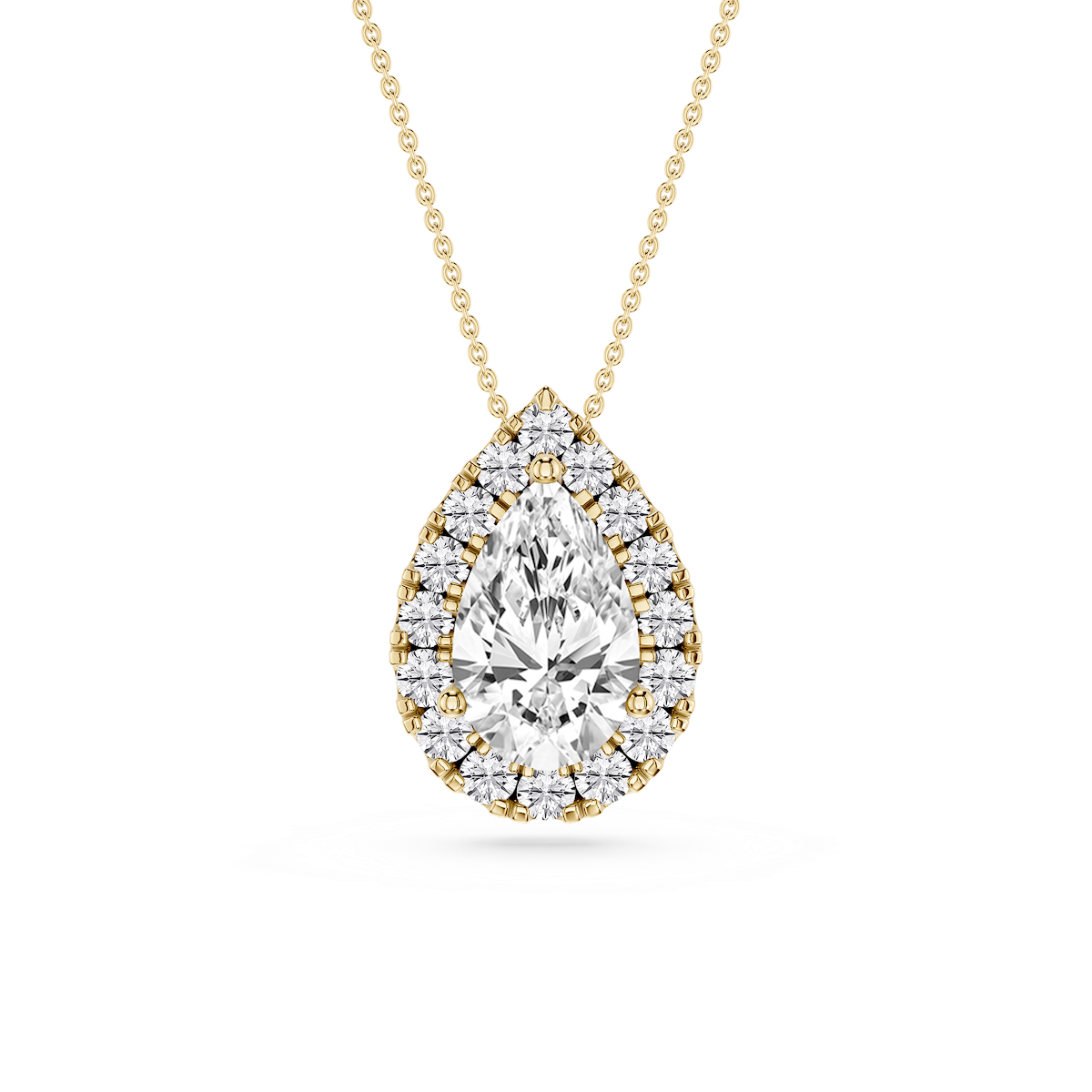Pear Lab Grown Diamond Halo Slide Pendant - 16 to 18 Inches