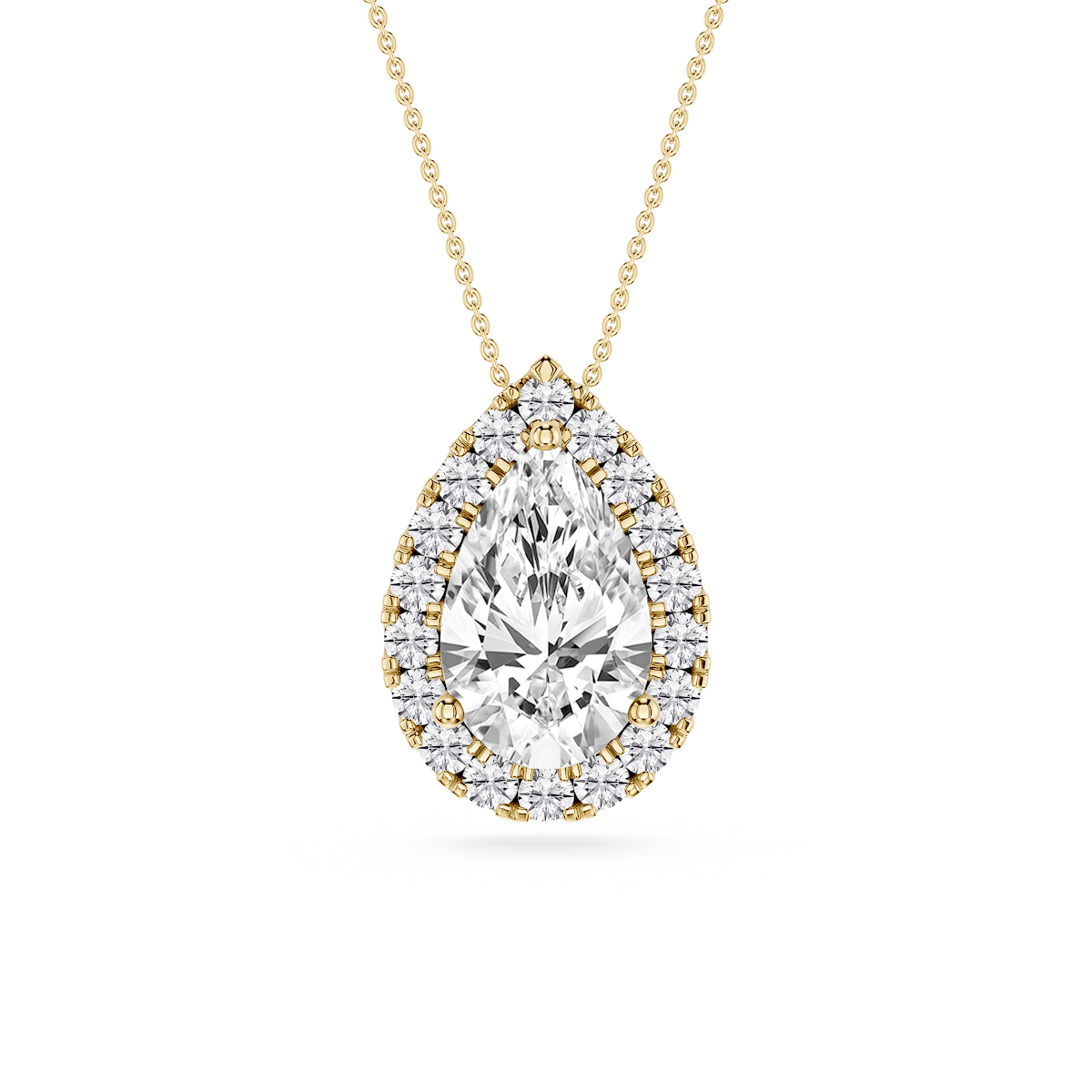 Pear Lab Grown Diamond Halo Slide Pendant - 16 to 18 Inches