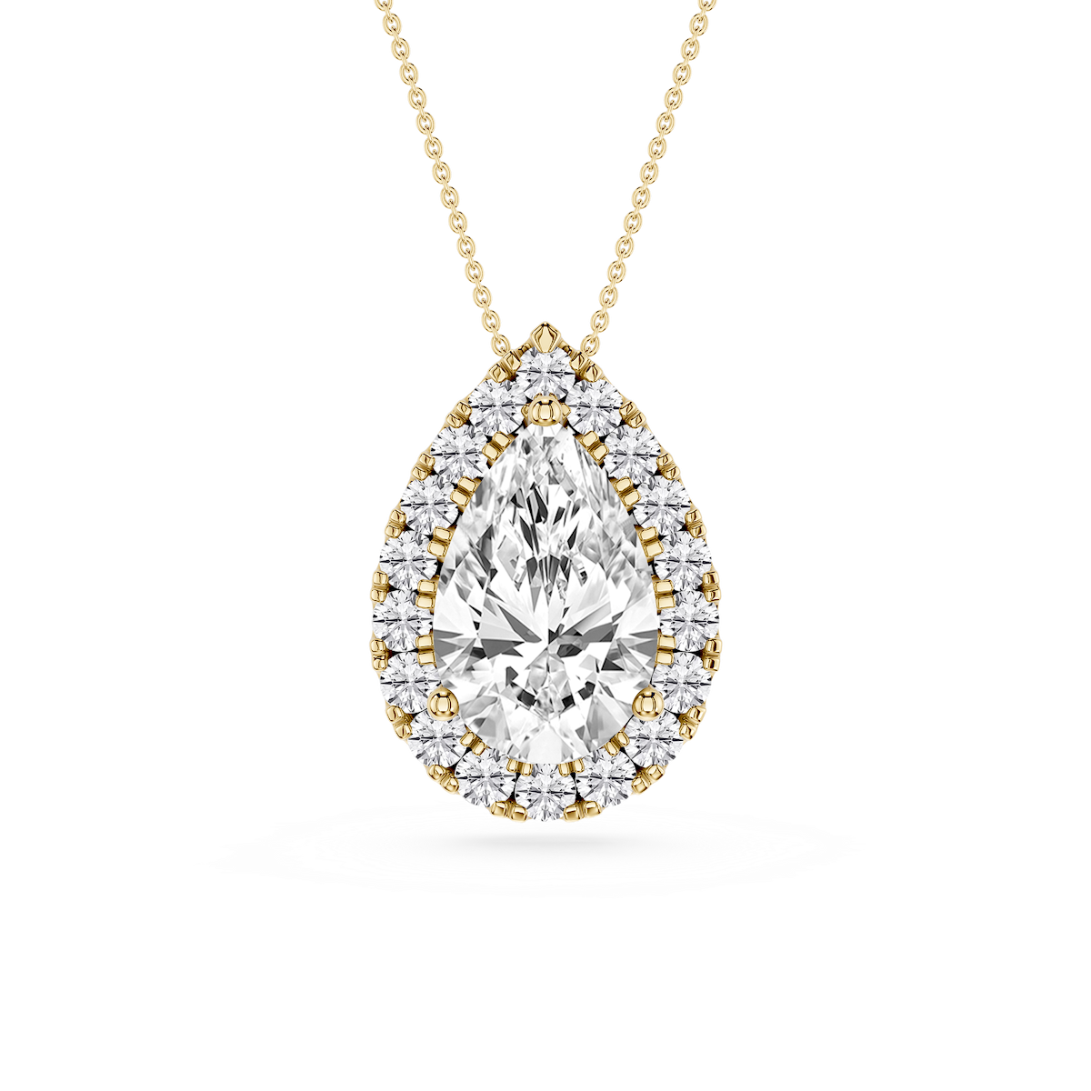 Pear Lab Grown Diamond Halo Slide Pendant - 16 to 18 Inches