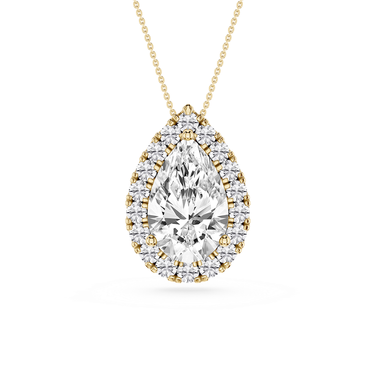 Pear Lab Grown Diamond Halo Slide Pendant - 16 to 18 Inches