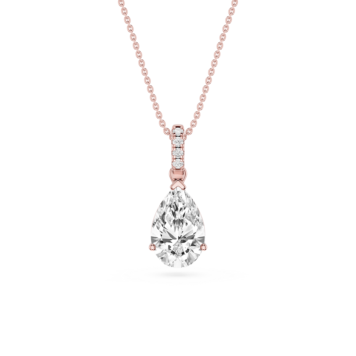 Pear Lab Grown Diamond Hidden Halo Pendant - 16 to 18 Inches