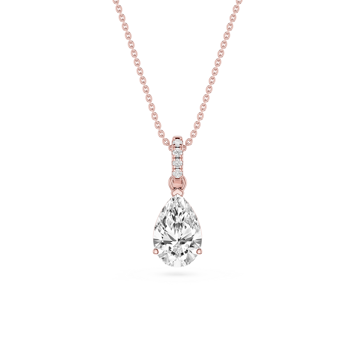 Pear Lab Grown Diamond Hidden Halo Pendant - 16 to 18 Inches
