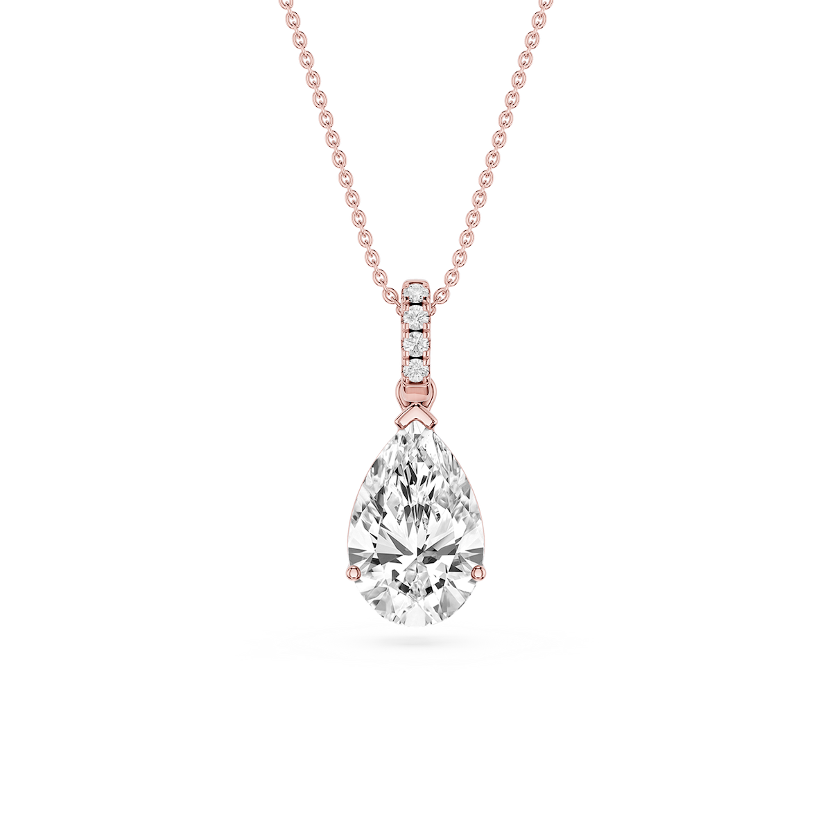 Pear Lab Grown Diamond Hidden Halo Pendant - 16 to 18 Inches