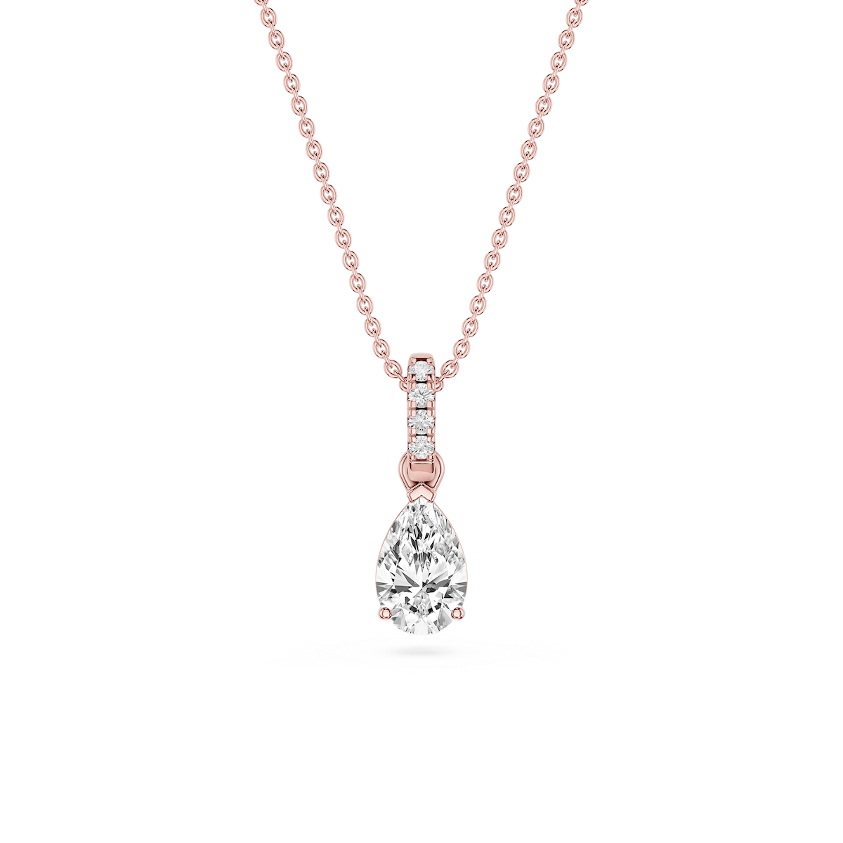 Pear Lab Grown Diamond Hidden Halo Pendant - 16 to 18 Inches