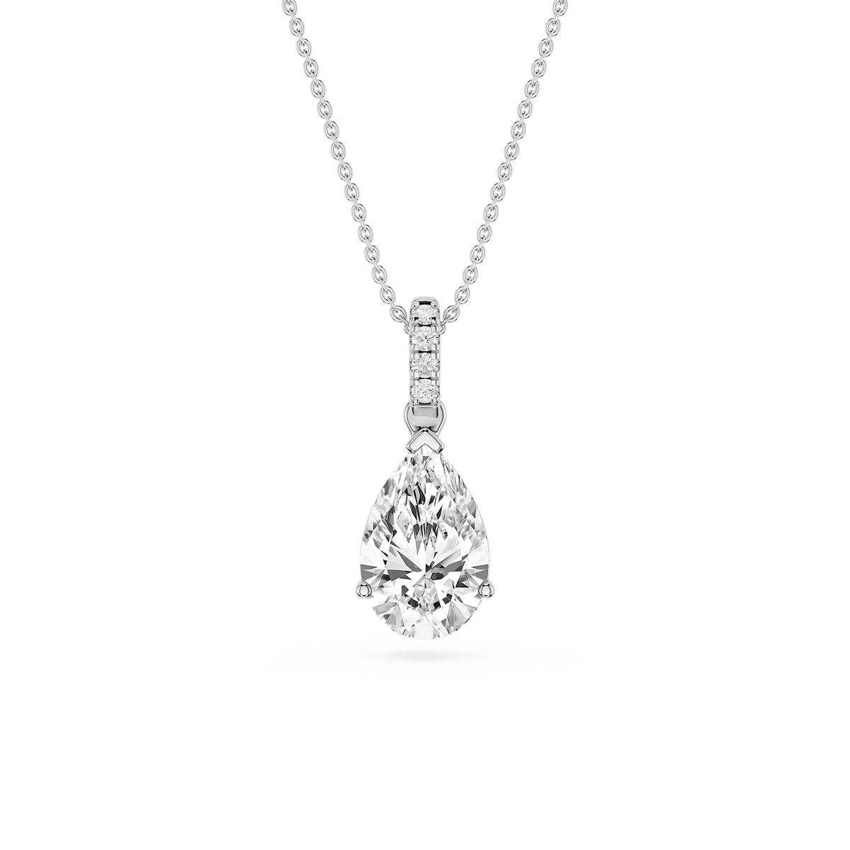 Pear Lab Grown Diamond Hidden Halo Pendant - 16 to 18 Inches
