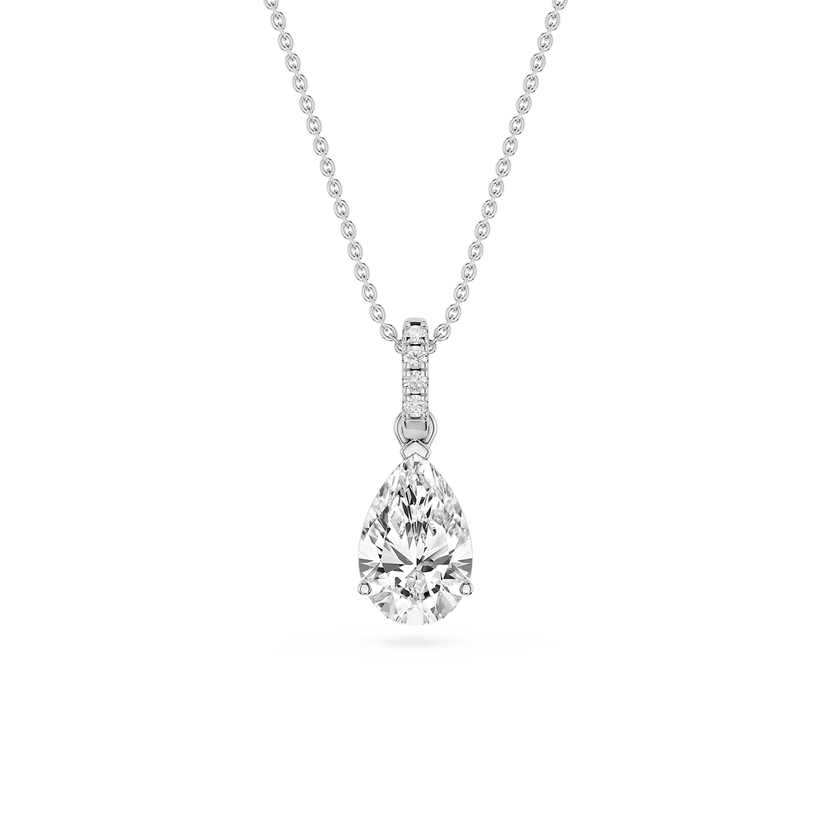 Pear Lab Grown Diamond Hidden Halo Pendant - 16 to 18 Inches