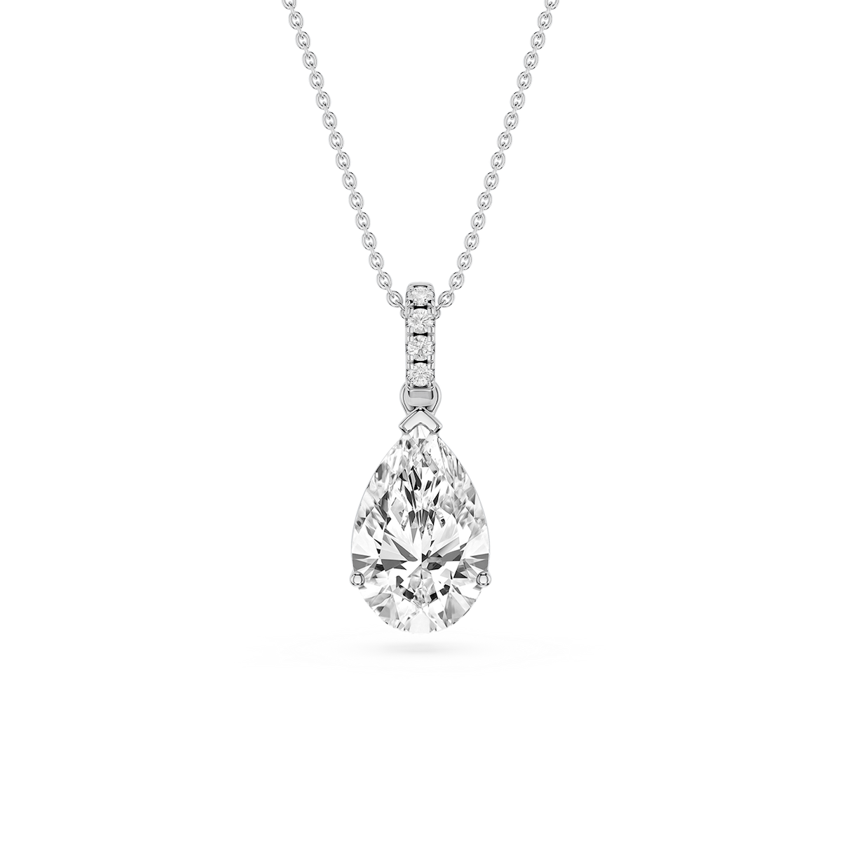 Pear Lab Grown Diamond Hidden Halo Pendant - 16 to 18 Inches