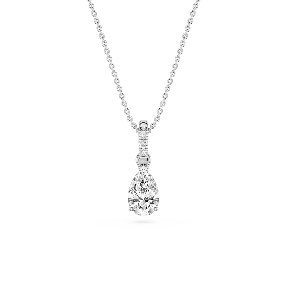 Pear Lab Grown Diamond Hidden Halo Pendant - 16 to 18 Inches