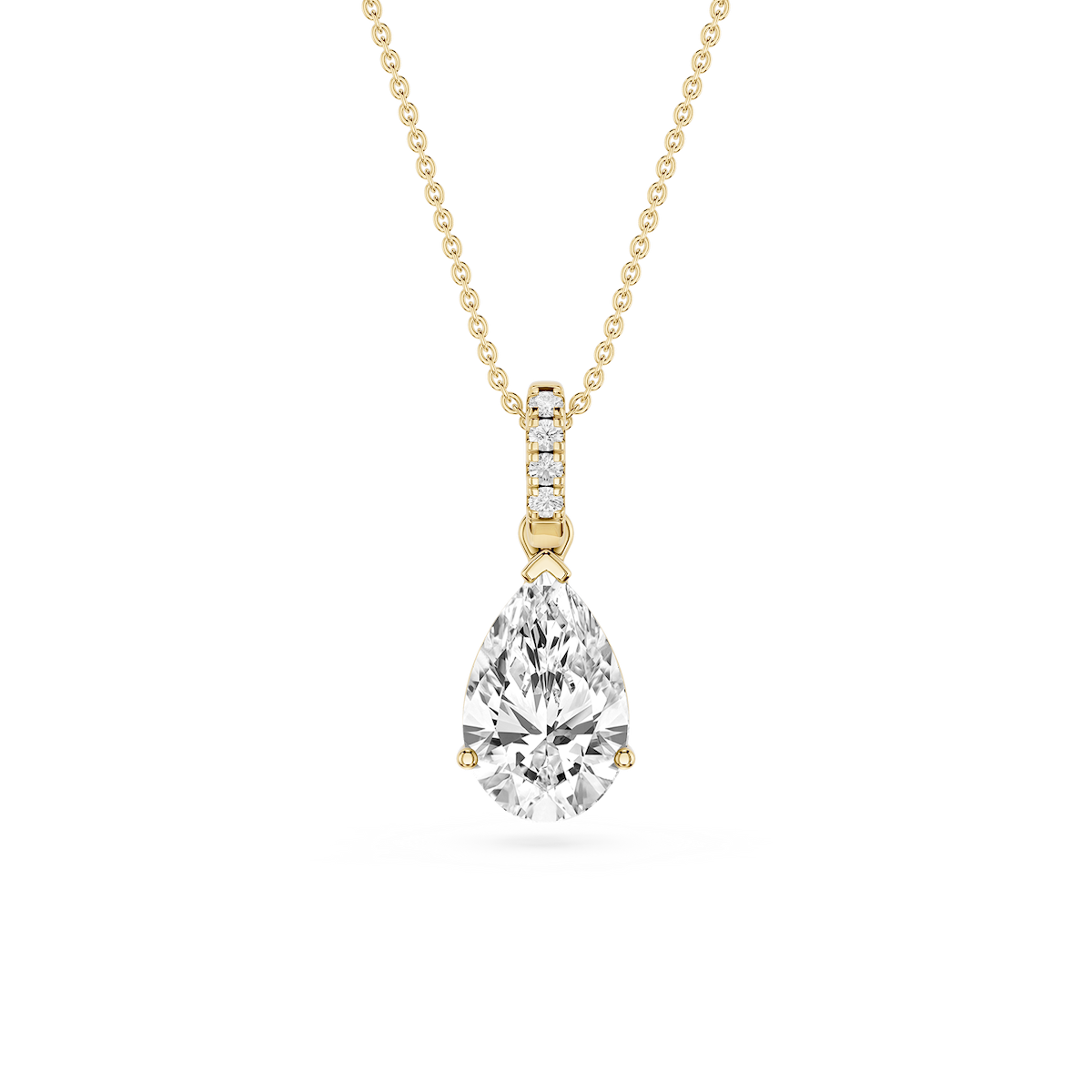 Pear Lab Grown Diamond Hidden Halo Pendant - 16 to 18 Inches