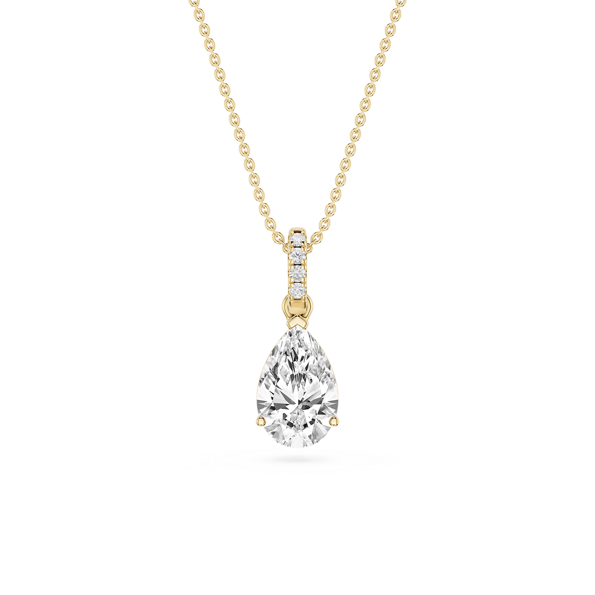 Pear Lab Grown Diamond Hidden Halo Pendant - 16 to 18 Inches