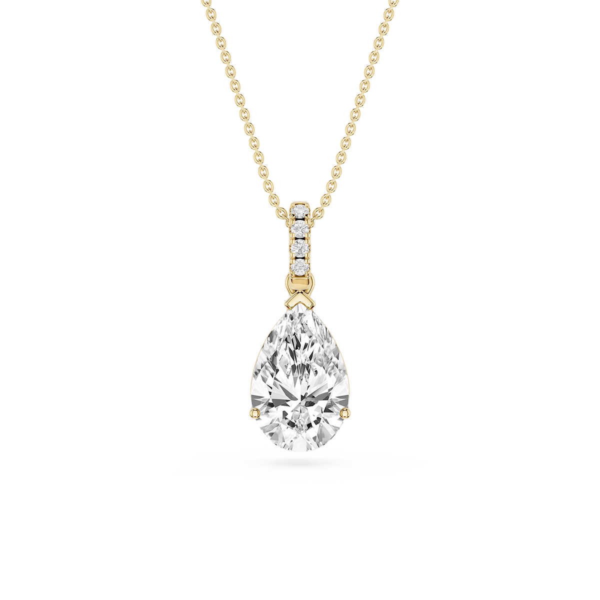 Pear Lab Grown Diamond Hidden Halo Pendant - 16 to 18 Inches
