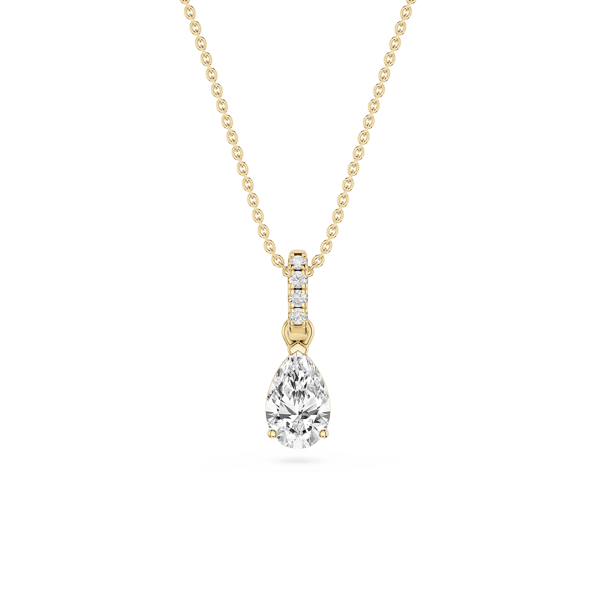 Pear Lab Grown Diamond Hidden Halo Pendant - 16 to 18 Inches