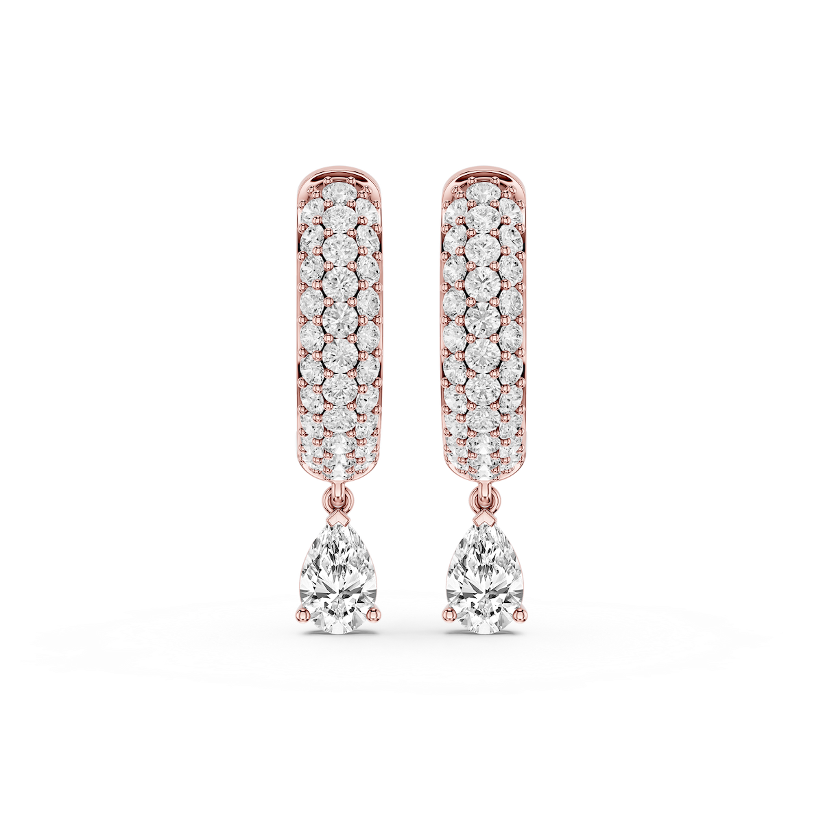 Pear Lab Grown Diamond Pave Hoop Drop Earrings