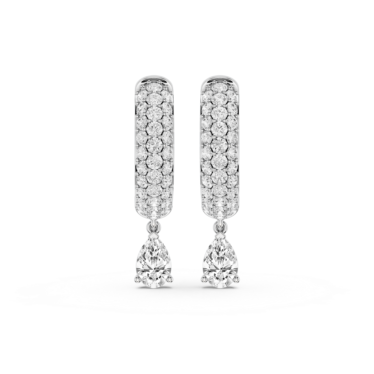 Pear Lab Grown Diamond Pave Hoop Drop Earrings