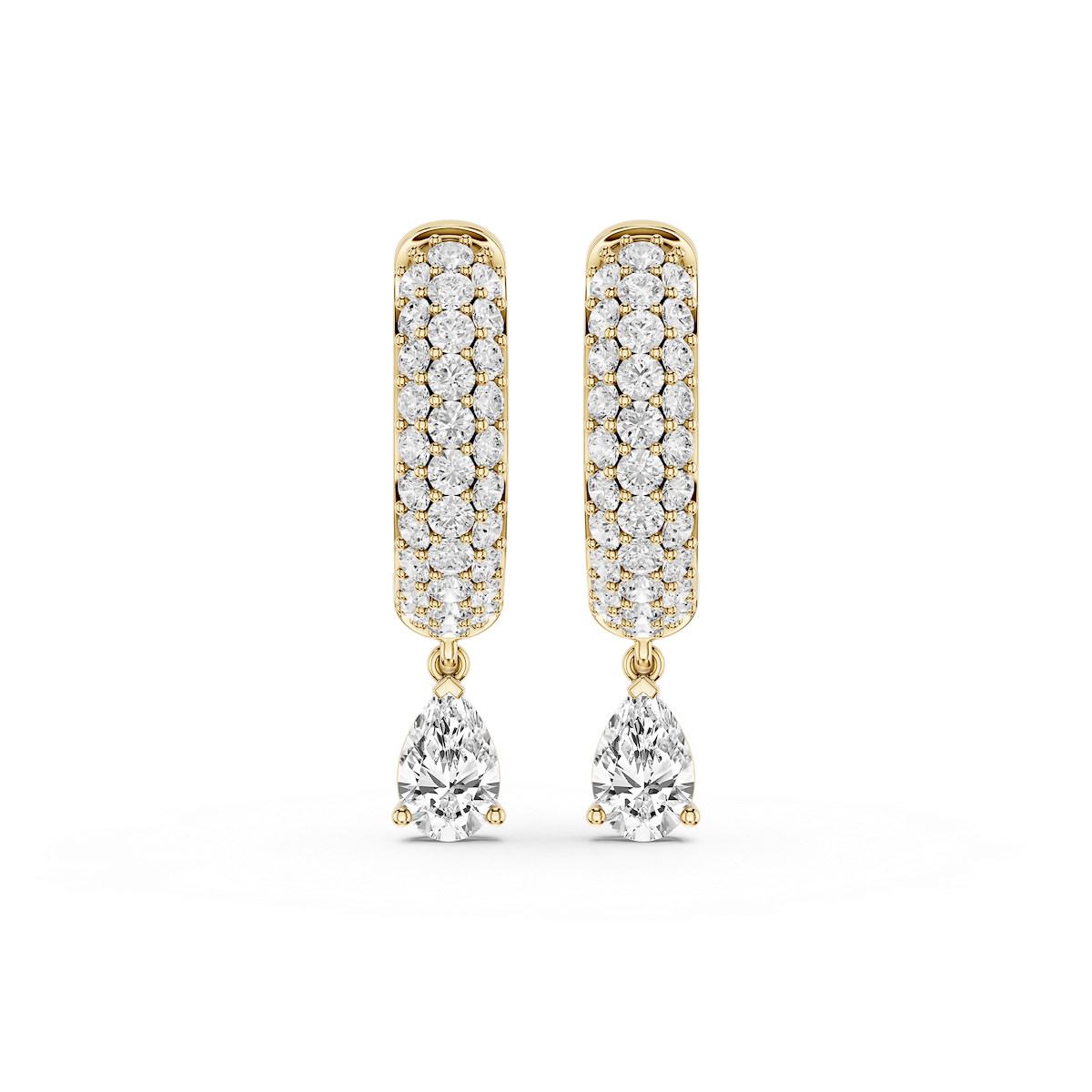 Pear Lab Grown Diamond Pave Hoop Drop Earrings