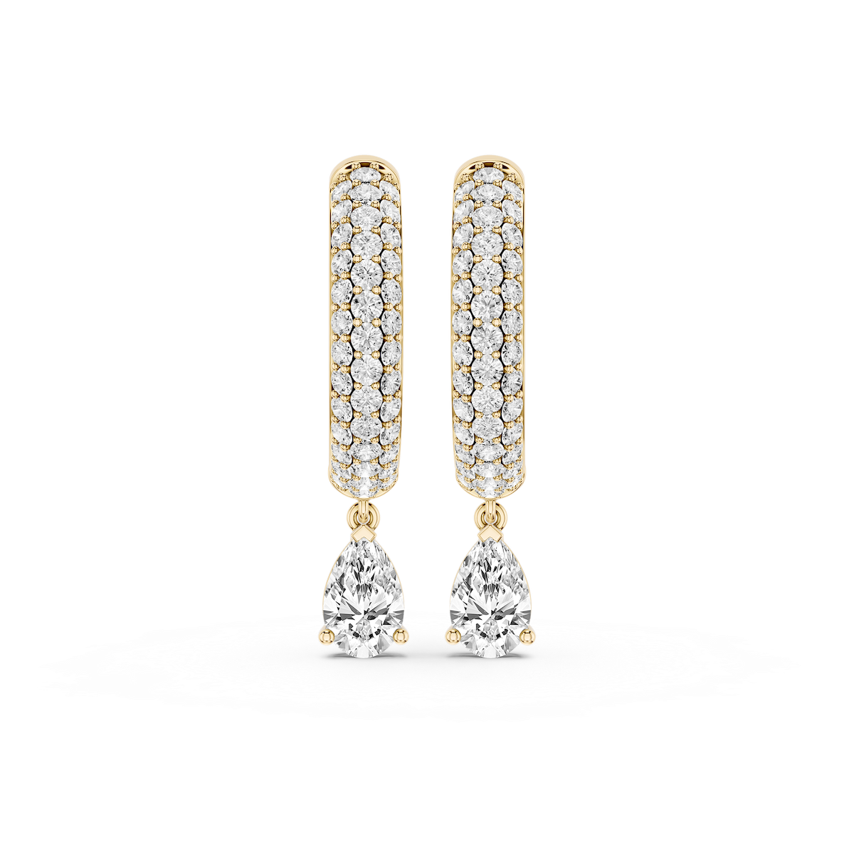 Pear Lab Grown Diamond Pave Hoop Drop Earrings