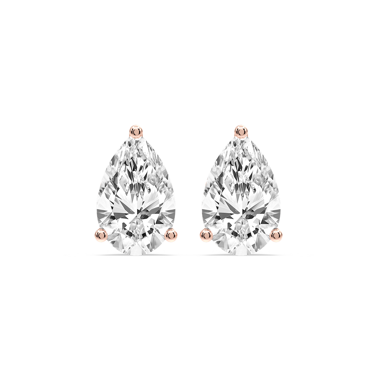 Pear Certified Lab Grown Diamond Three Prong Guardian Back Stud Earrings