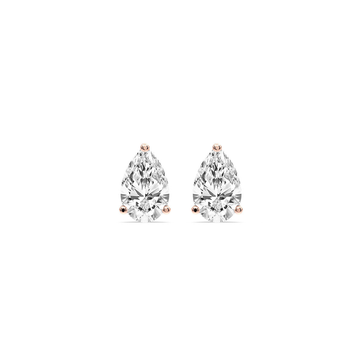Pear Certified Lab Grown Diamond Three Prong Guardian Back Stud Earrings