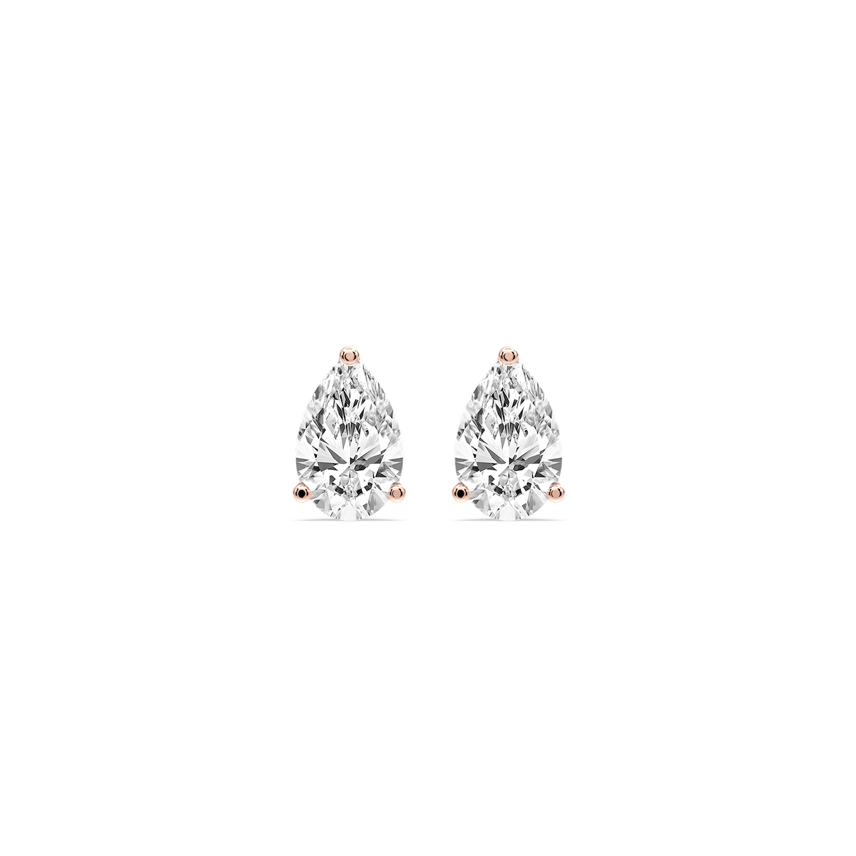 Pear Certified Lab Grown Diamond Three Prong Guardian Back Stud Earrings