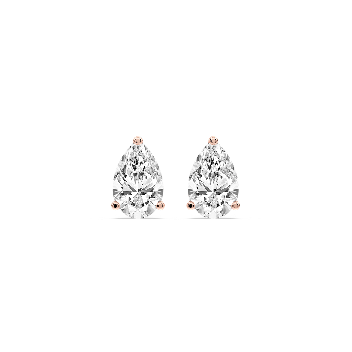 Pear Certified Lab Grown Diamond Three Prong Guardian Back Stud Earrings