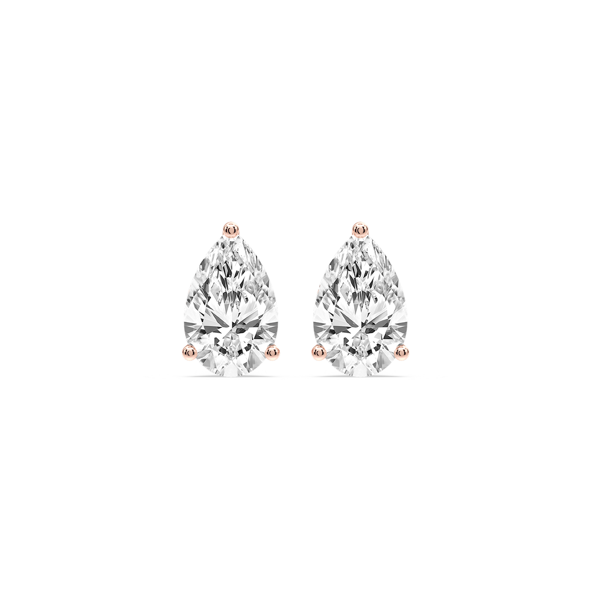 Pear Certified Lab Grown Diamond Three Prong Guardian Back Stud Earrings