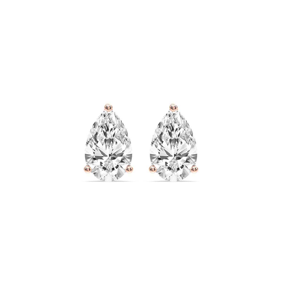 Pear Certified Lab Grown Diamond Three Prong Guardian Back Stud Earrings