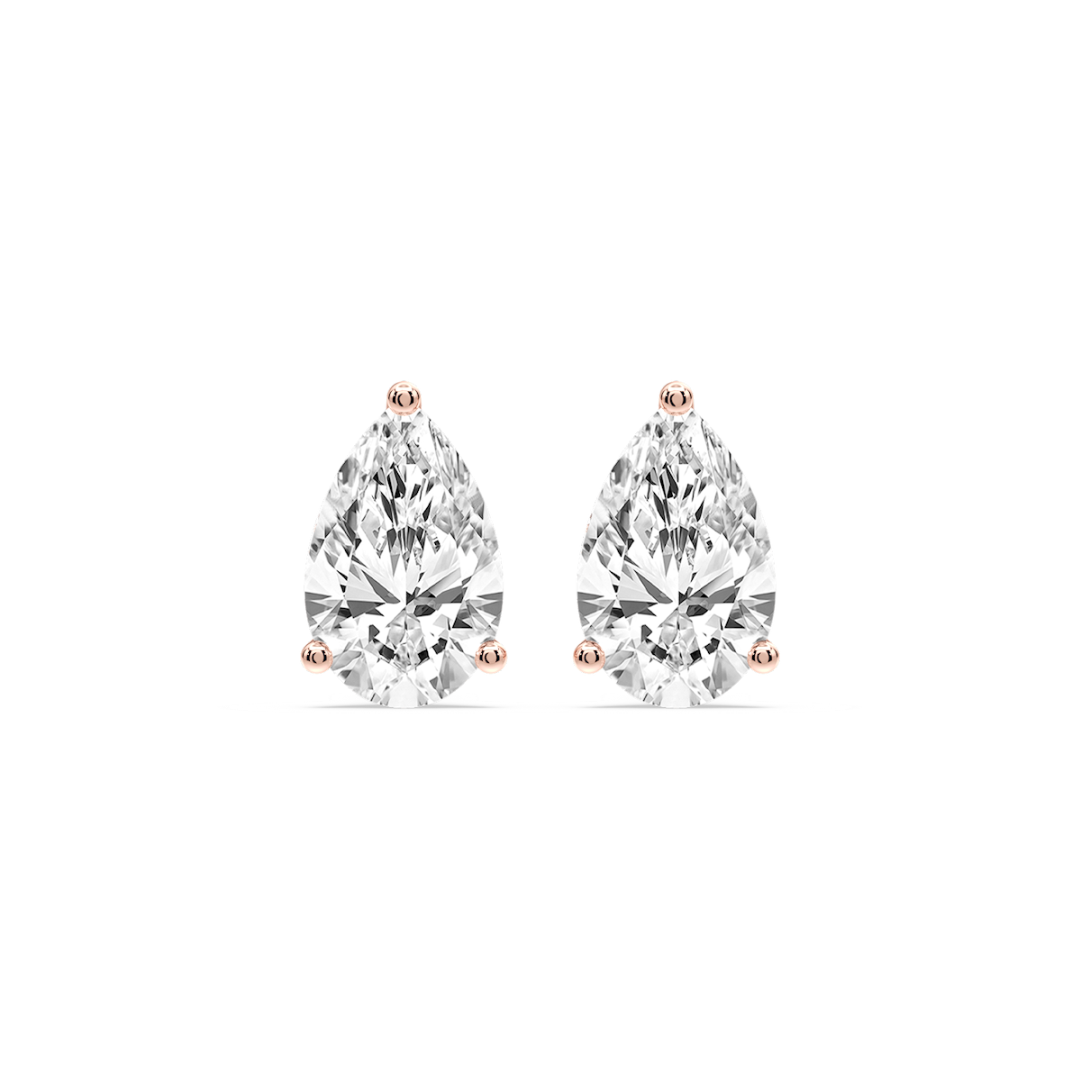 Pear Certified Lab Grown Diamond Three Prong Guardian Back Stud Earrings