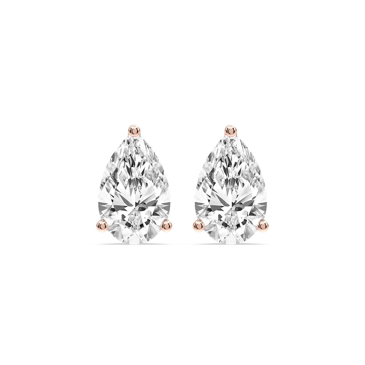 Pear Certified Lab Grown Diamond Three Prong Guardian Back Stud Earrings