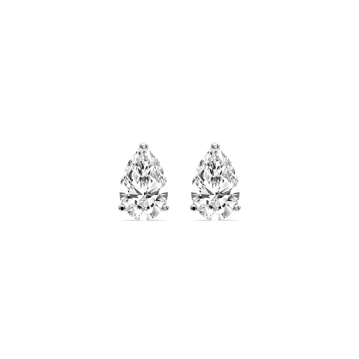 Pear Certified Lab Grown Diamond Three Prong Guardian Back Stud Earrings